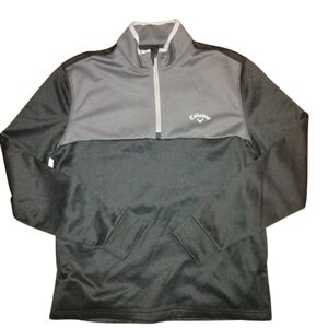 Callaway Golf Pullover Mens Black & Gray 1/4 Zip Long Sleeve Size Medium Pockets